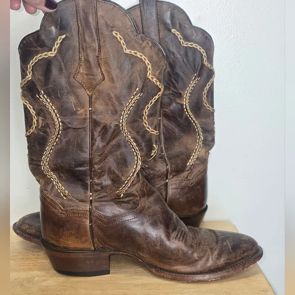 Dan Post Men's Albany Distressed Leather Cowboy Boots Sz 9 EW Western - Picture 9 of 10